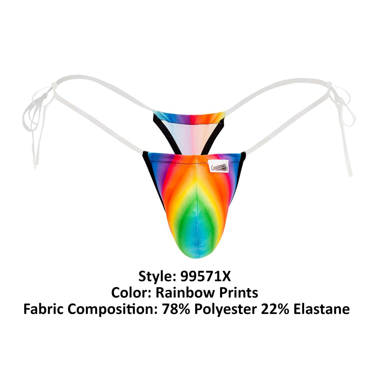 CandyMan 99571X Invisible Strap Micro G-String Rainbow Print Plus Sizes