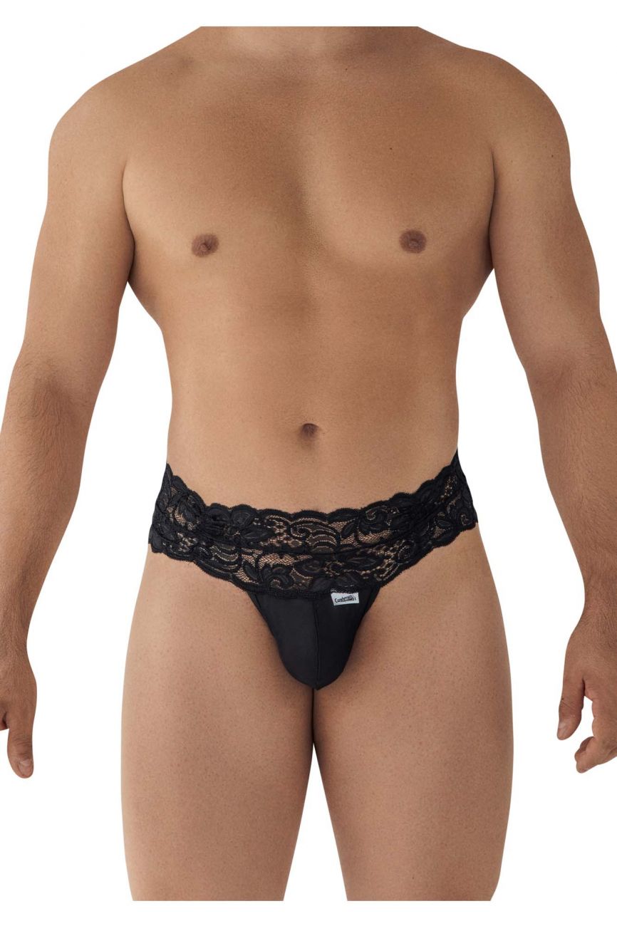 JCSTK - CandyMan 99595 Floral Lace Thongs Black