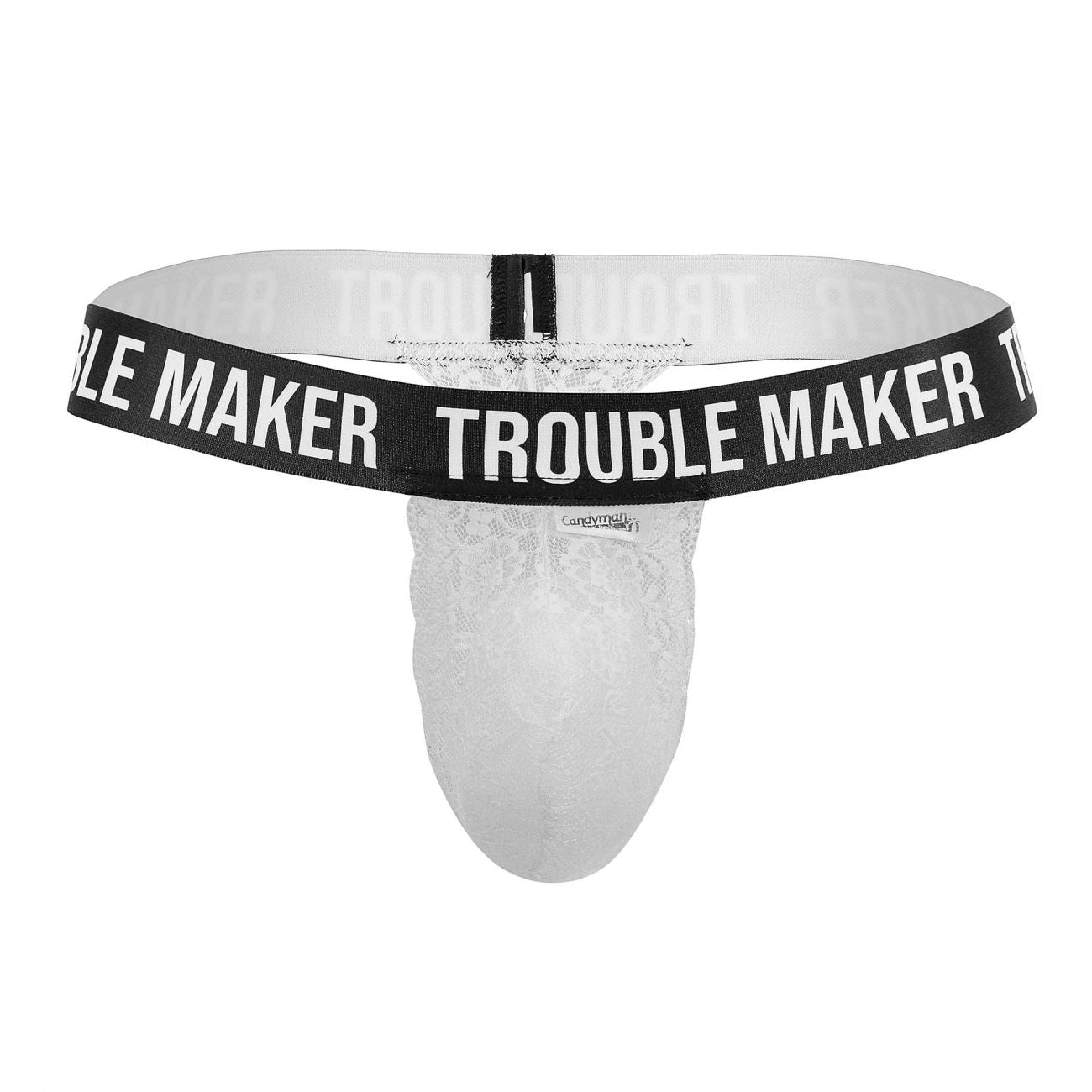 CandyMan 99618 Trouble Maker Lace Thongs White