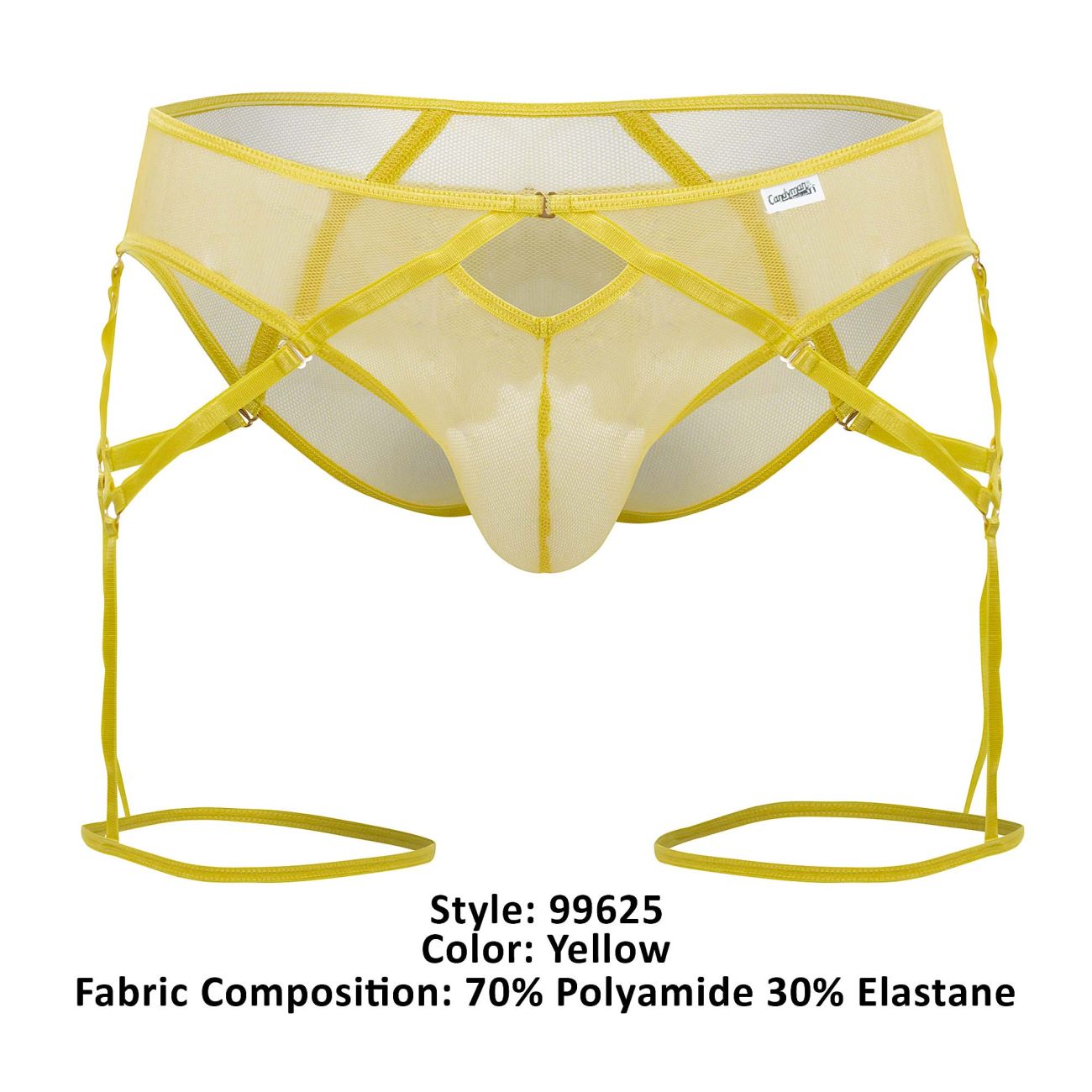 CandyMan 99625 Mesh Garter Briefs Yellow