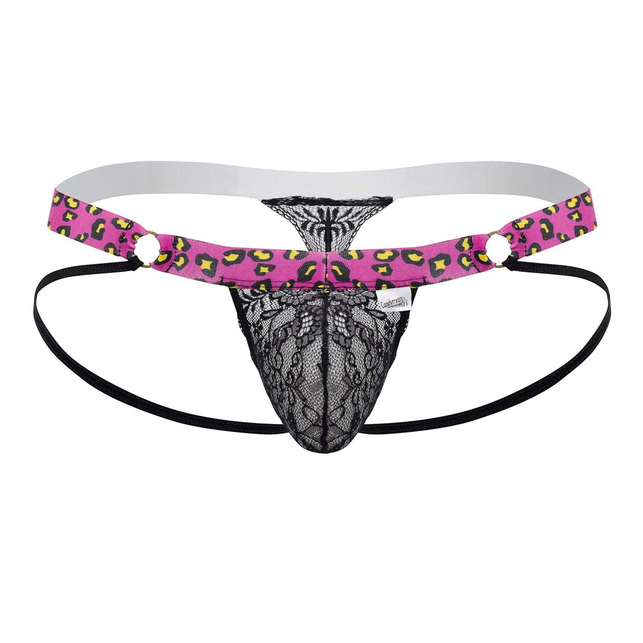 CandyMan 99626 Prints Jockstrap Thongs Black-Pink