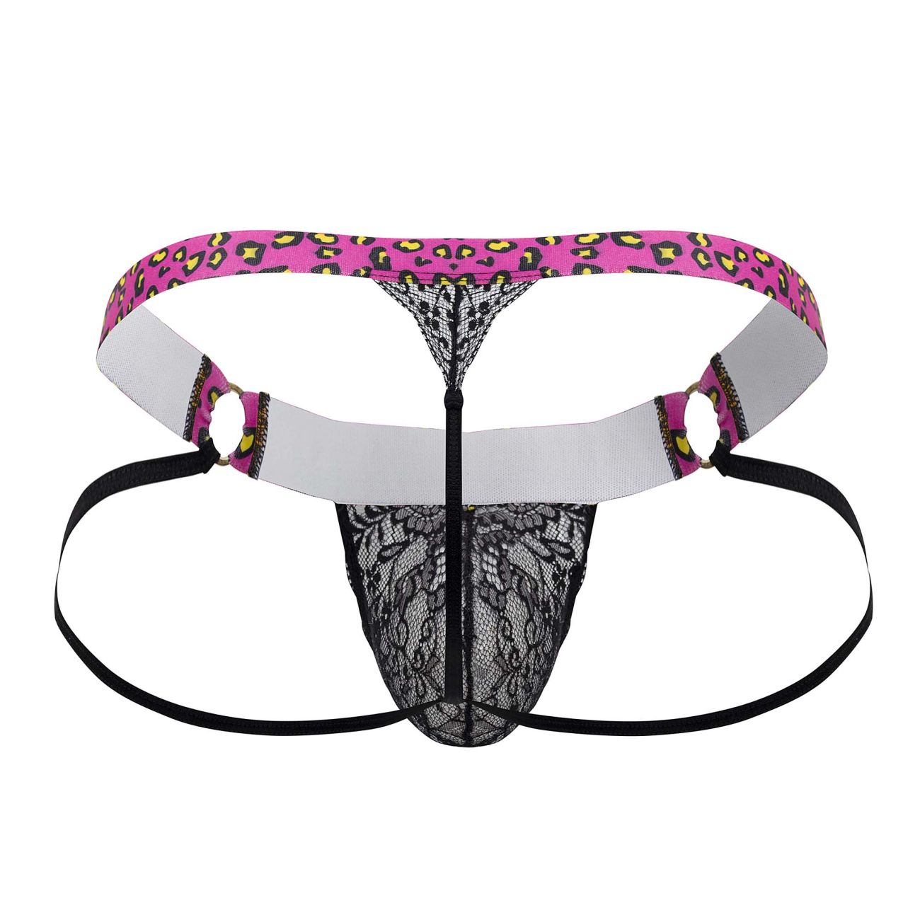 CandyMan 99626 Prints Jockstrap Thongs Black-Pink