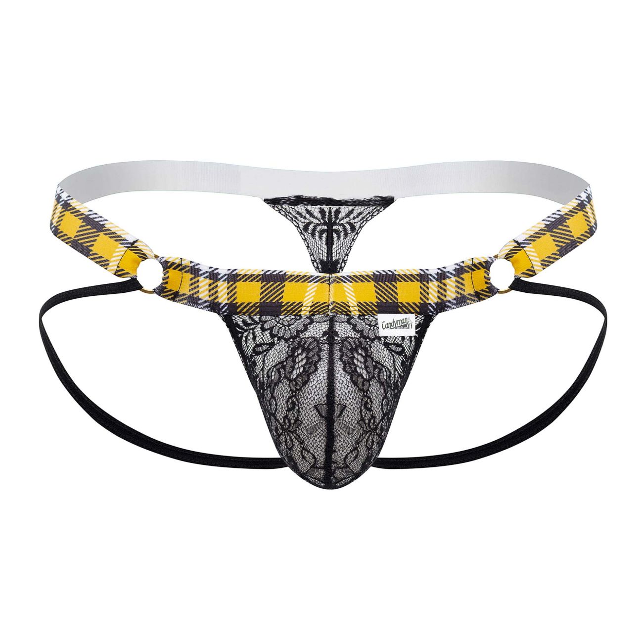 CandyMan 99626 Prints Jockstrap Thongs Black-Yellow