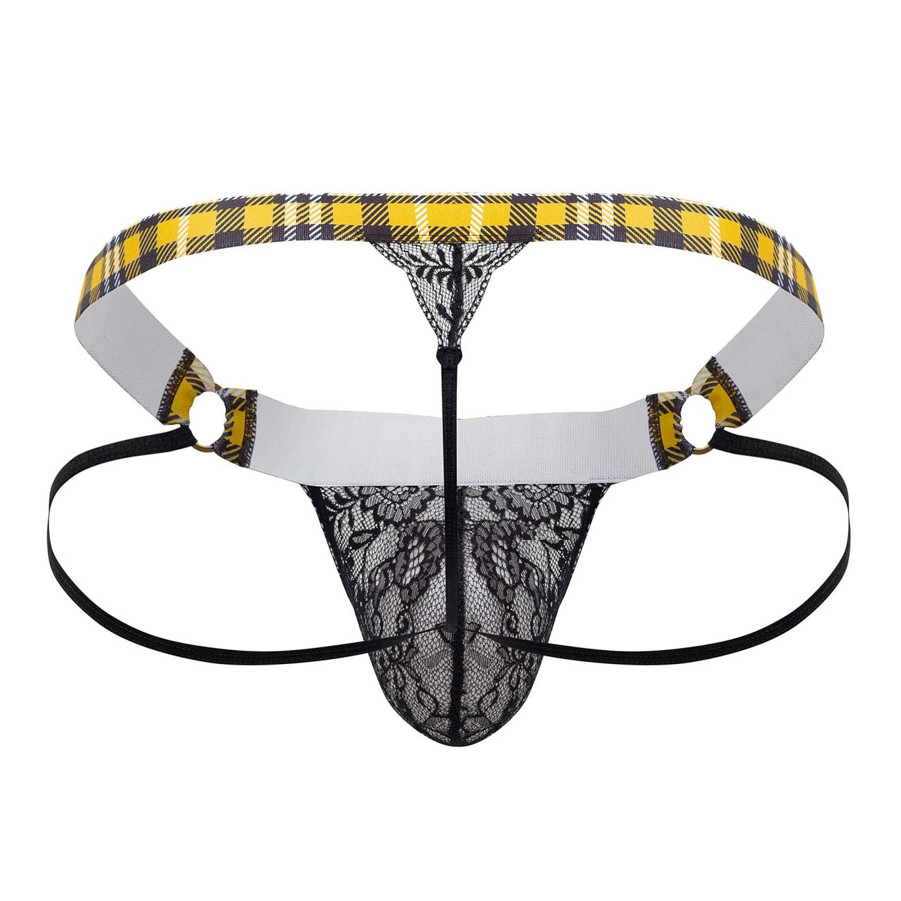 CandyMan 99626 Prints Jockstrap Thongs Black-Yellow