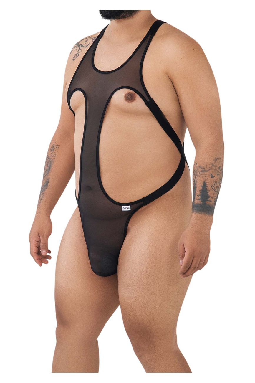 CandyMan 99643X Mesh Bodysuit Black Plus Sizes