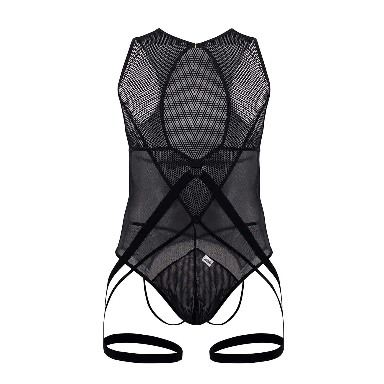 CandyMan 99650X Mesh Bodysuit Black Plus Sizes