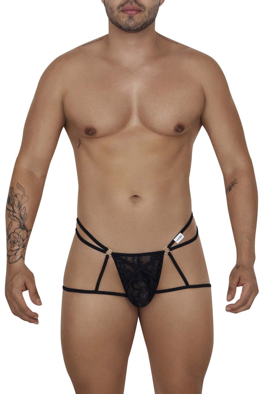 CandyMan 99671 Lace Jock Thongs Black