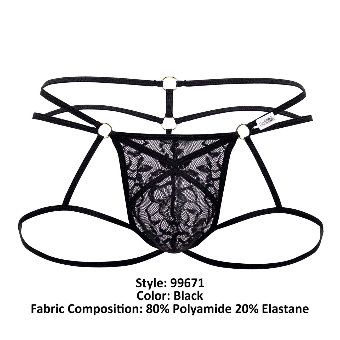 JCSTK - CandyMan 99671 Lace Jock Thongs Black