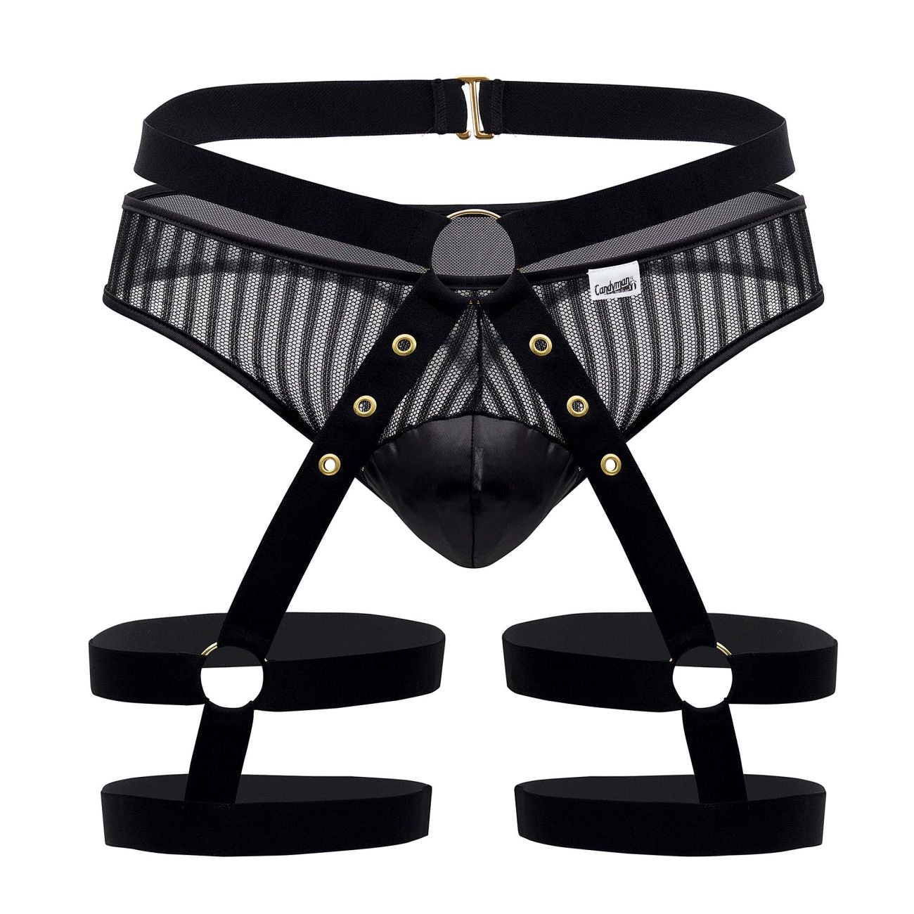 CandyMan 99676 Garter Thongs Two Piece Set Black