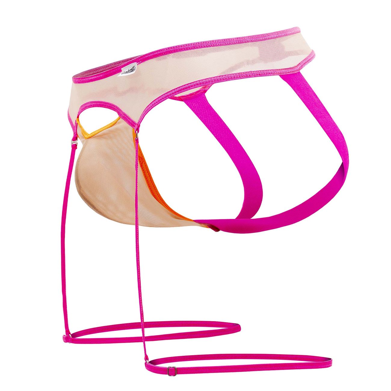 CandyMan 99687 Garter Jock Two Piece Set Beige-Neon