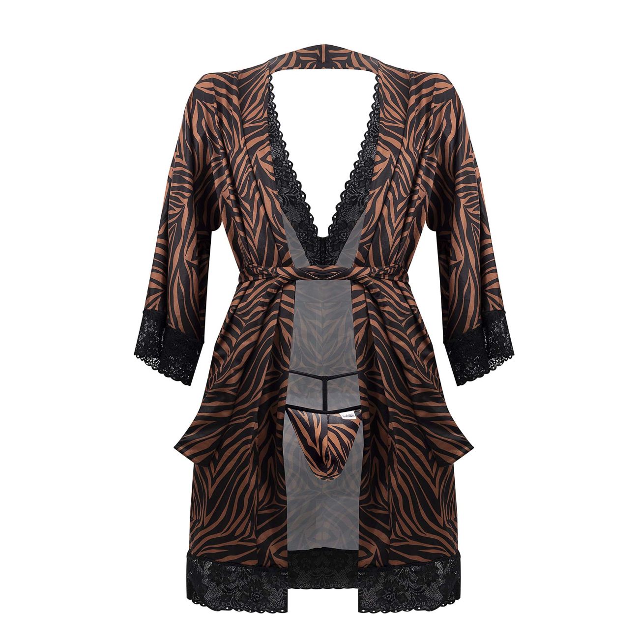 CandyMan 99700X Robe Thong Two Piece Set Animal Print Plus Sizes