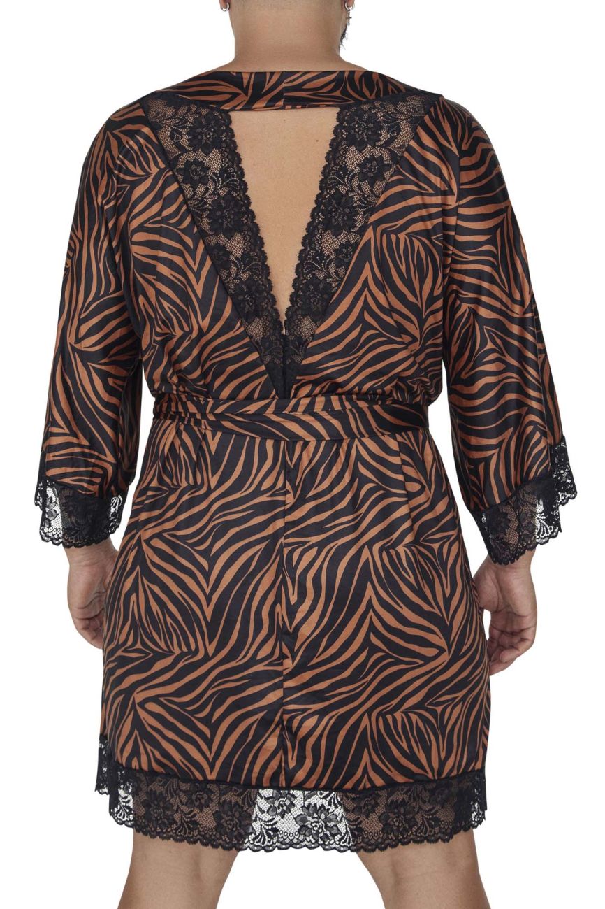 CandyMan 99700X Robe Thong Two Piece Set Animal Print Plus Sizes