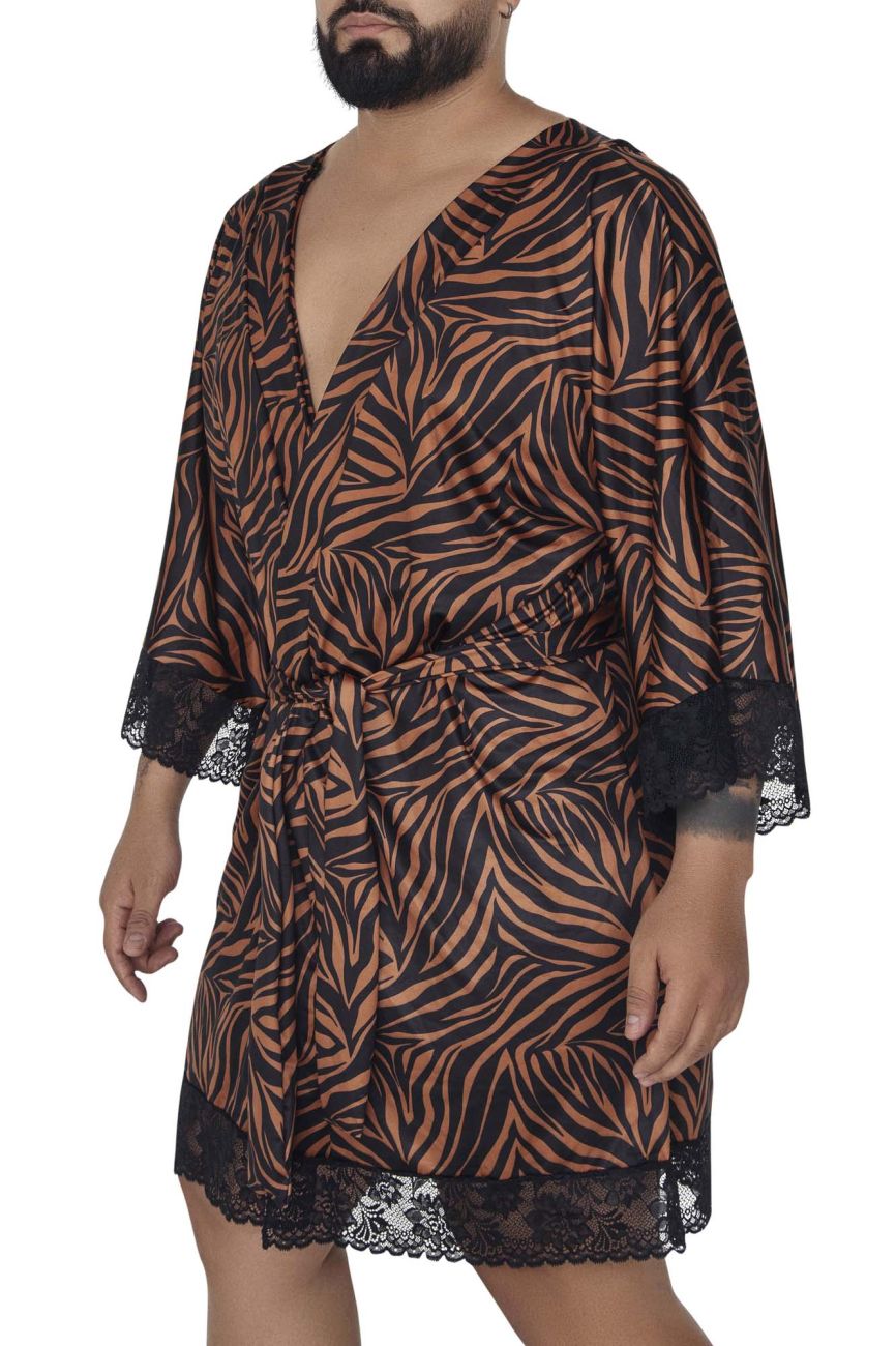 CandyMan 99700X Robe Thong Two Piece Set Animal Print Plus Sizes