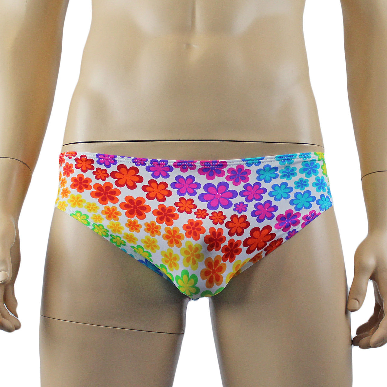 Mens Flower Girl Print High Waist Seamless Front Bikini Brief