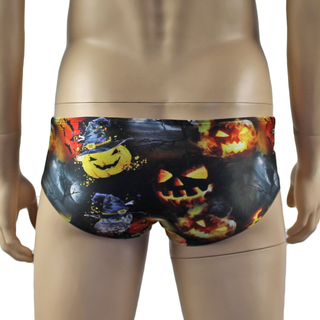 Mens Halloween Fire Breathing Pumpkins and Witches Mini Boxer Briefs