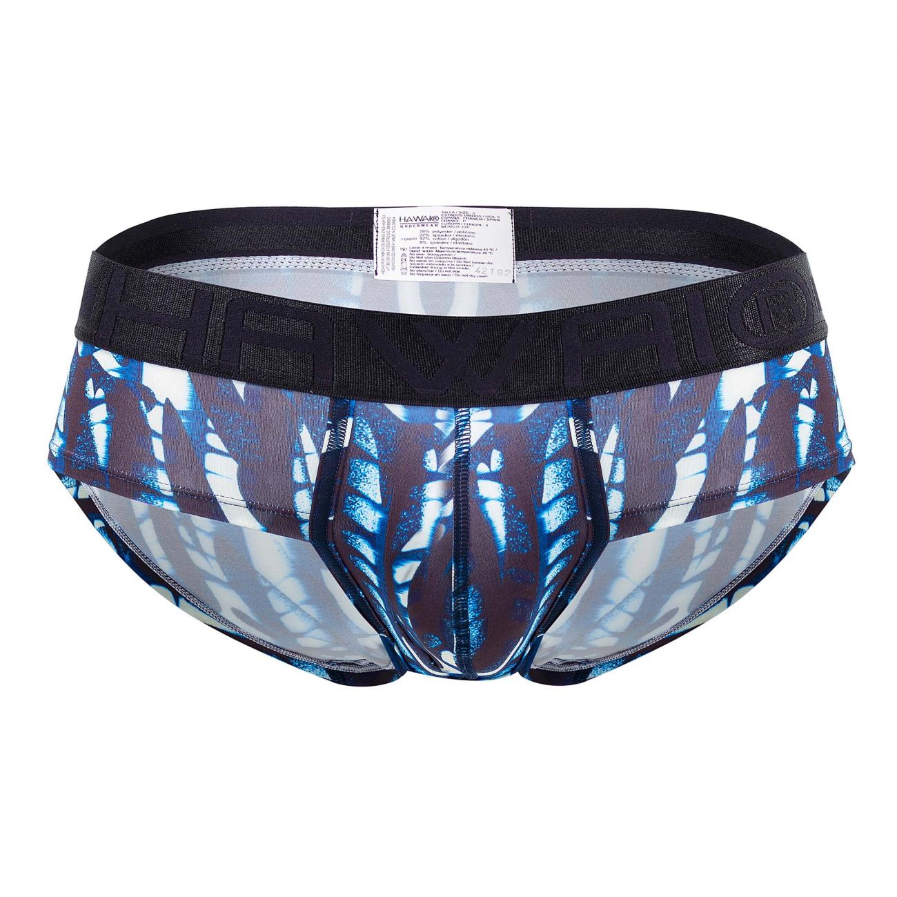 HAWAI 42192 Printed Microfiber Hip Briefs Dark Blue