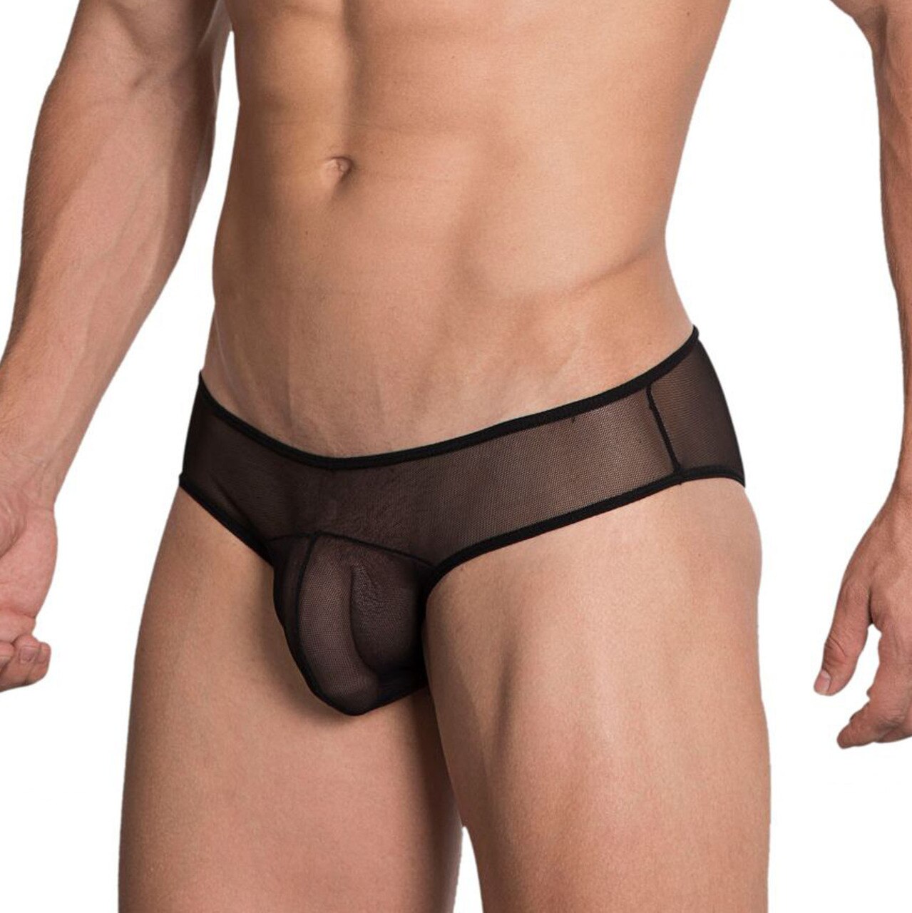 Mens Hidden Seduction Stretch Mesh Bikini Brief Black