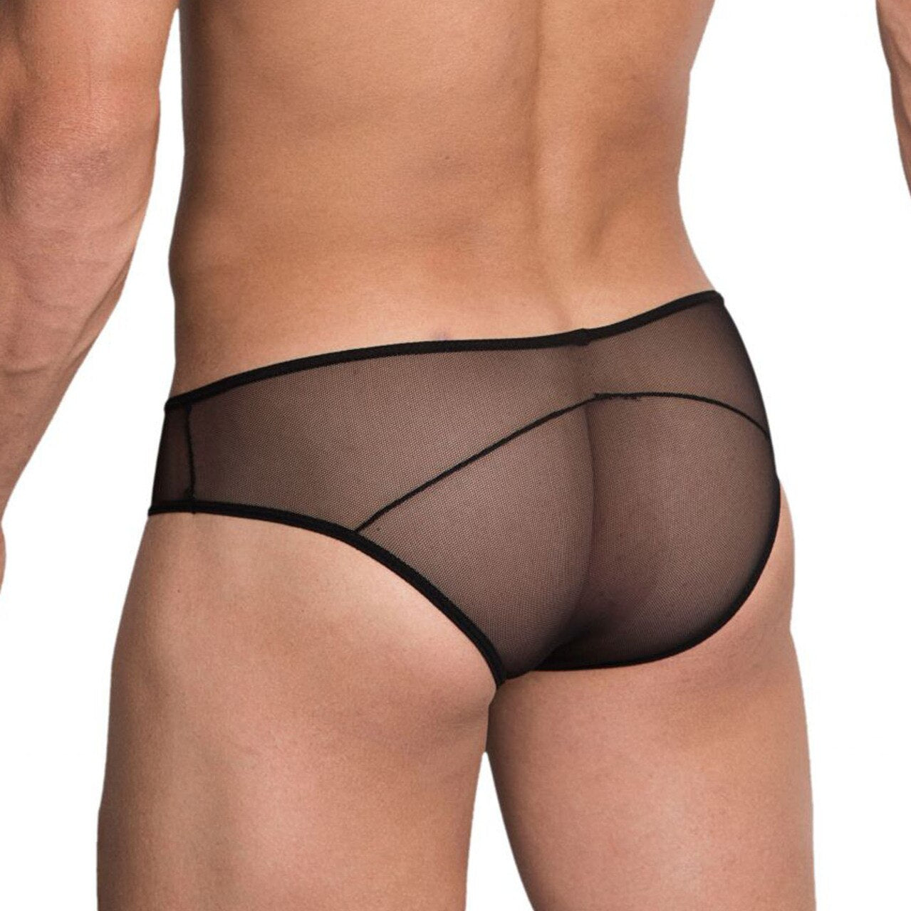 Mens Hidden Seduction Stretch Mesh Bikini Brief Black