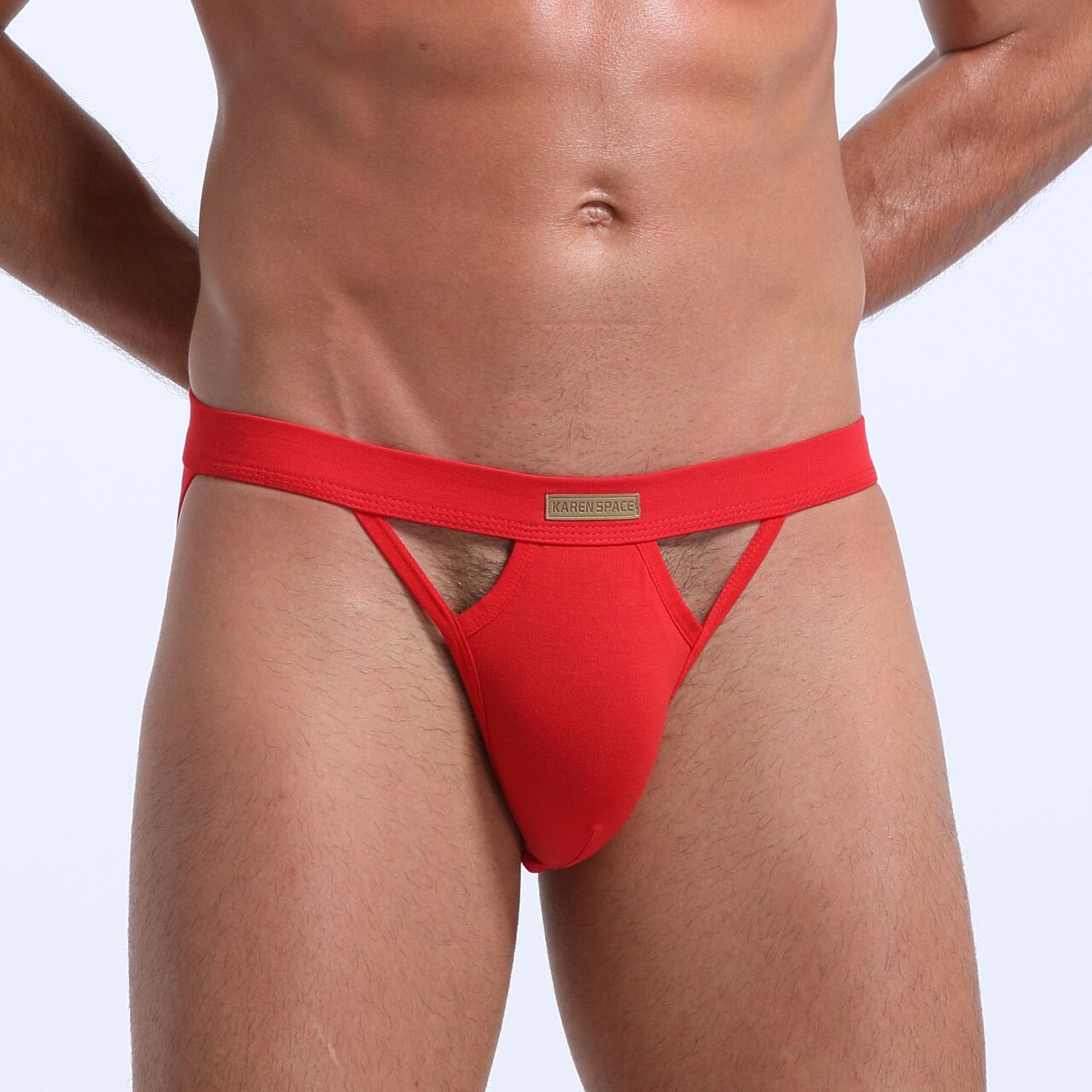 SALE - Mens Stretch Cotton Spandex Jockstrap Red