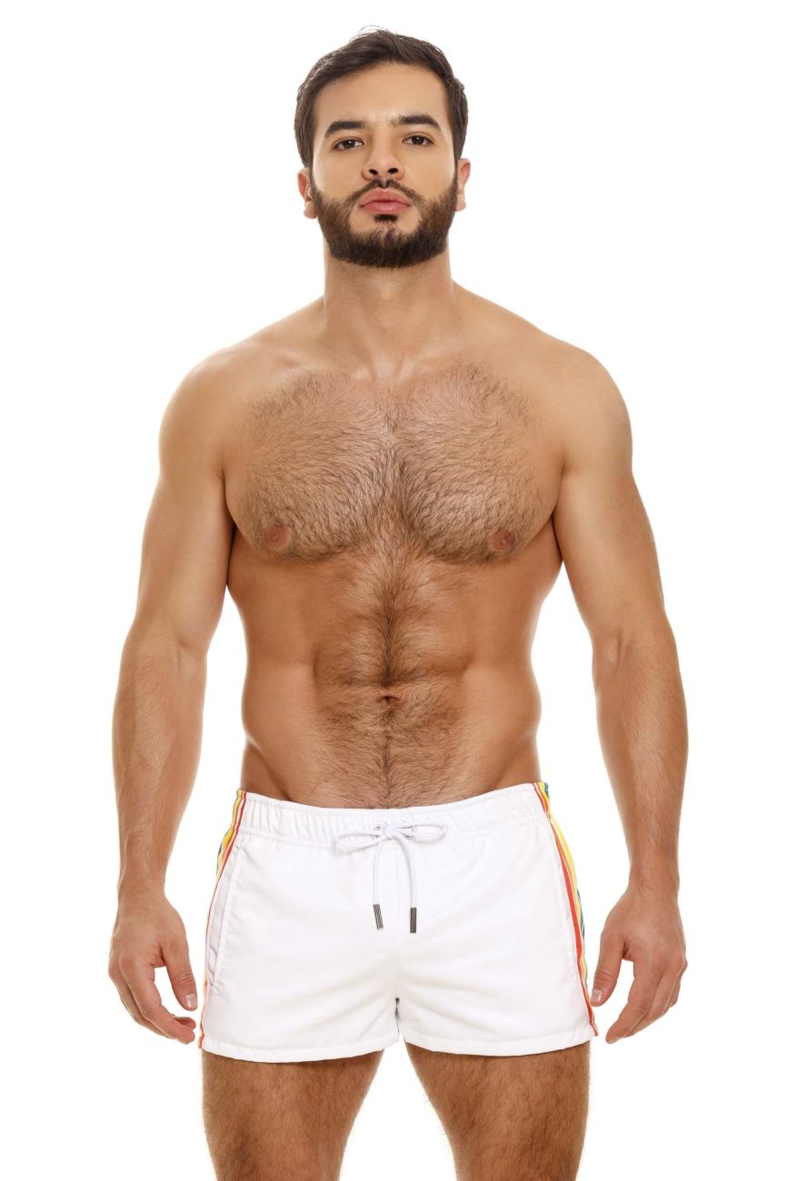 JOR 1806 Rainbow Swim Trunks White