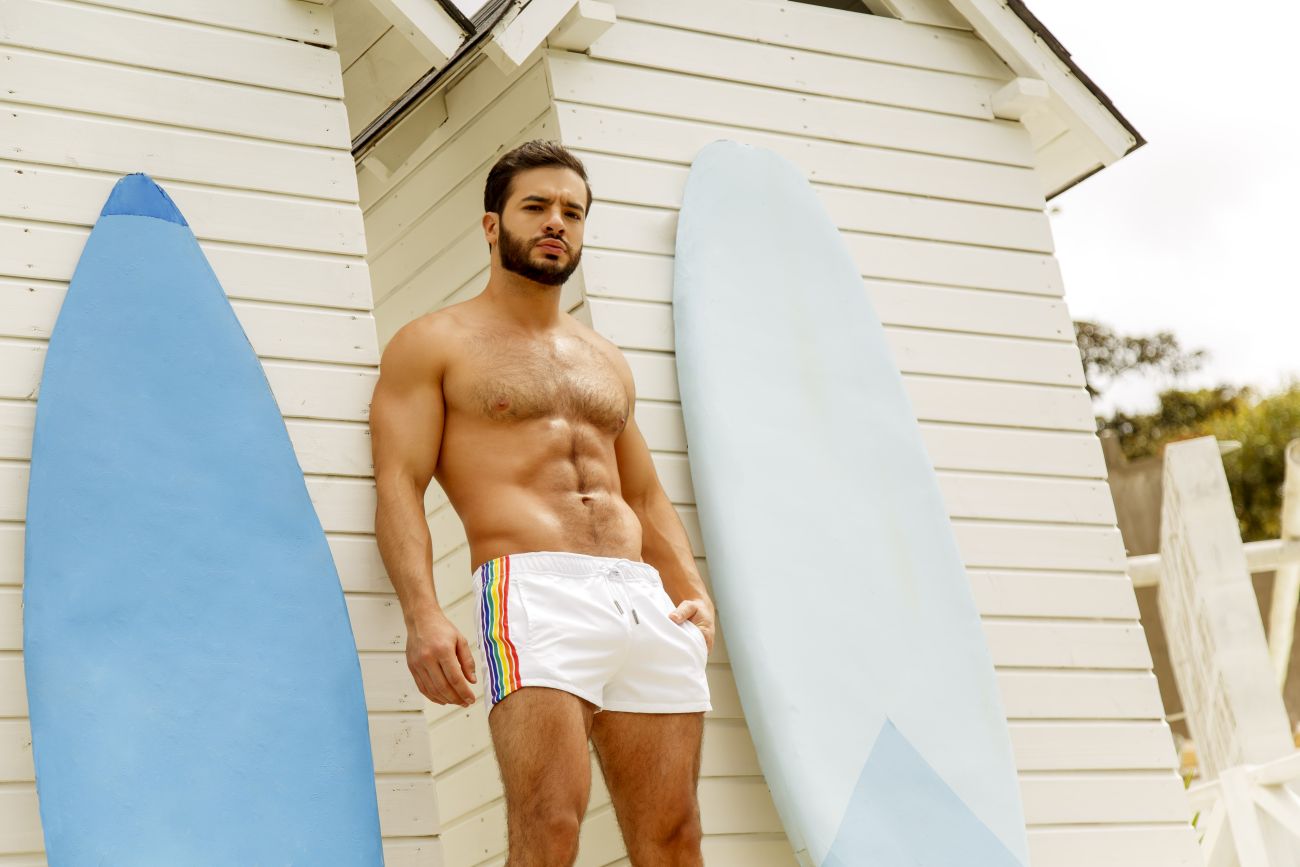 JOR 1806 Rainbow Swim Trunks White