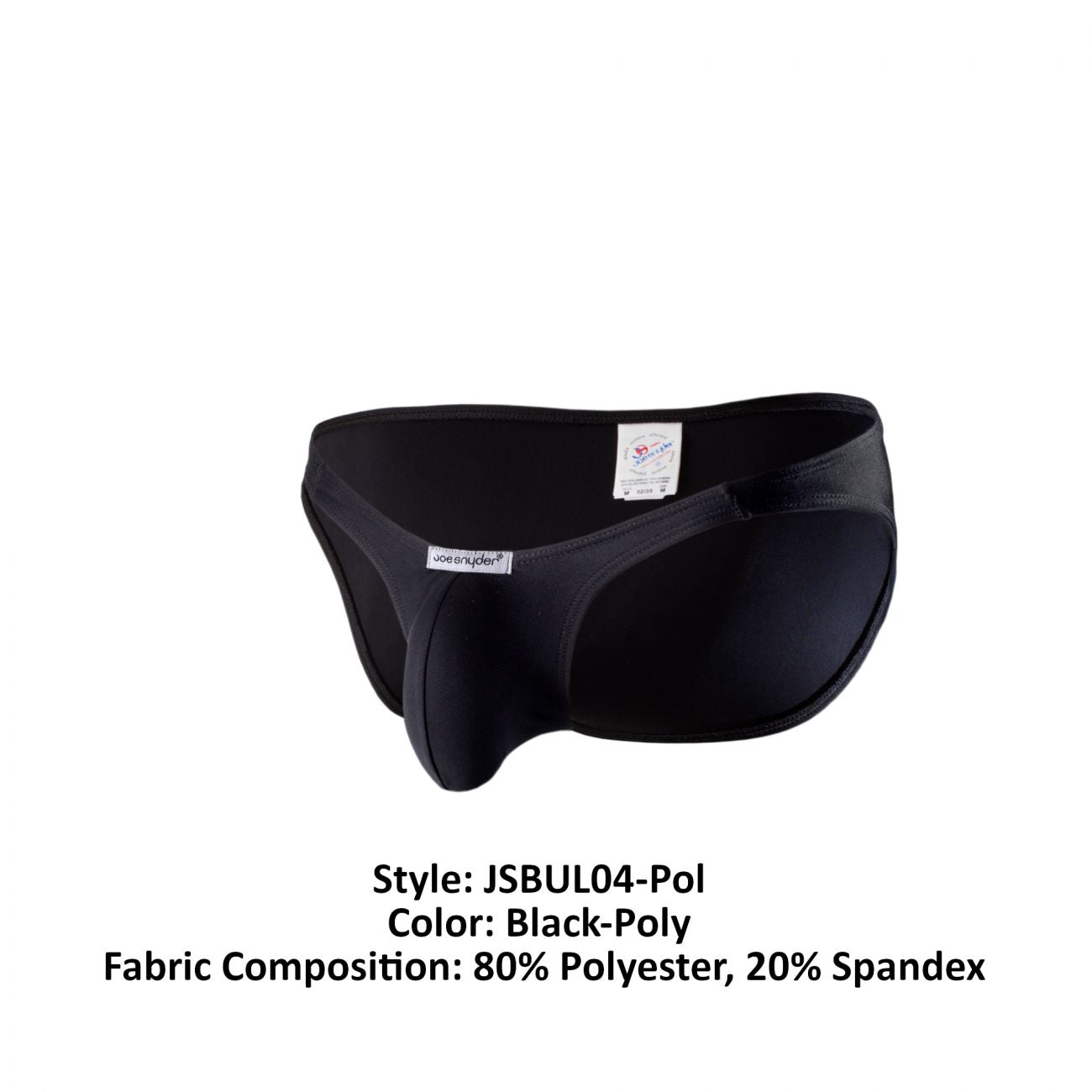 Joe Snyder JSBUL04-Pol Polyester Bulge Full Bikini Black Poly