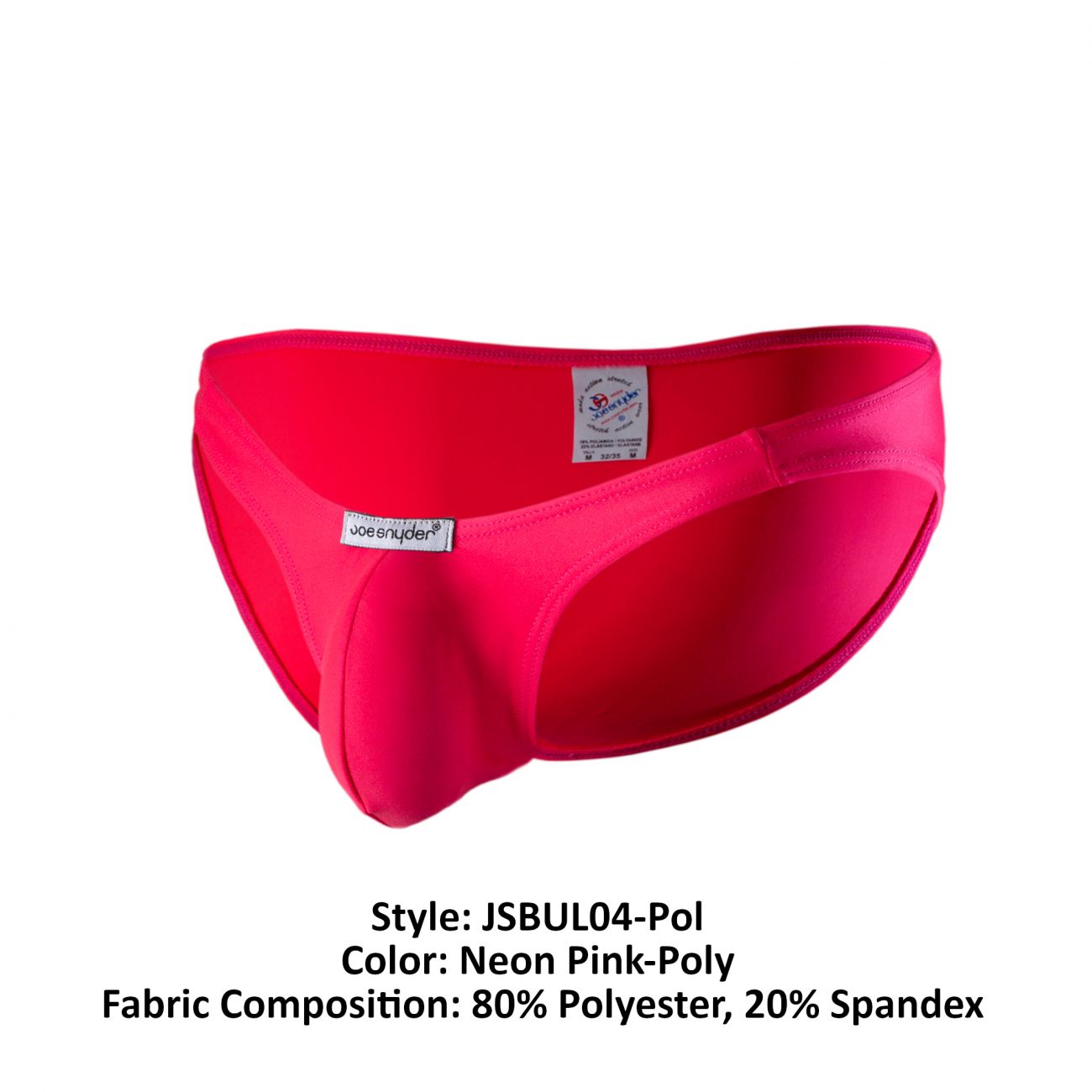 Joe Snyder JSBUL04-Pol Polyester Bulge Full Bikini Neon Pink Poly