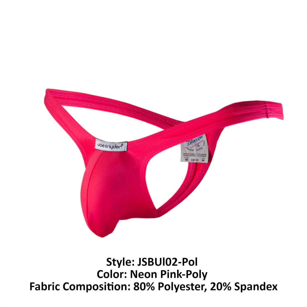 Joe Snyder JSBUL02-Pol Polyester Bulge Tanga Neon Pink Poly