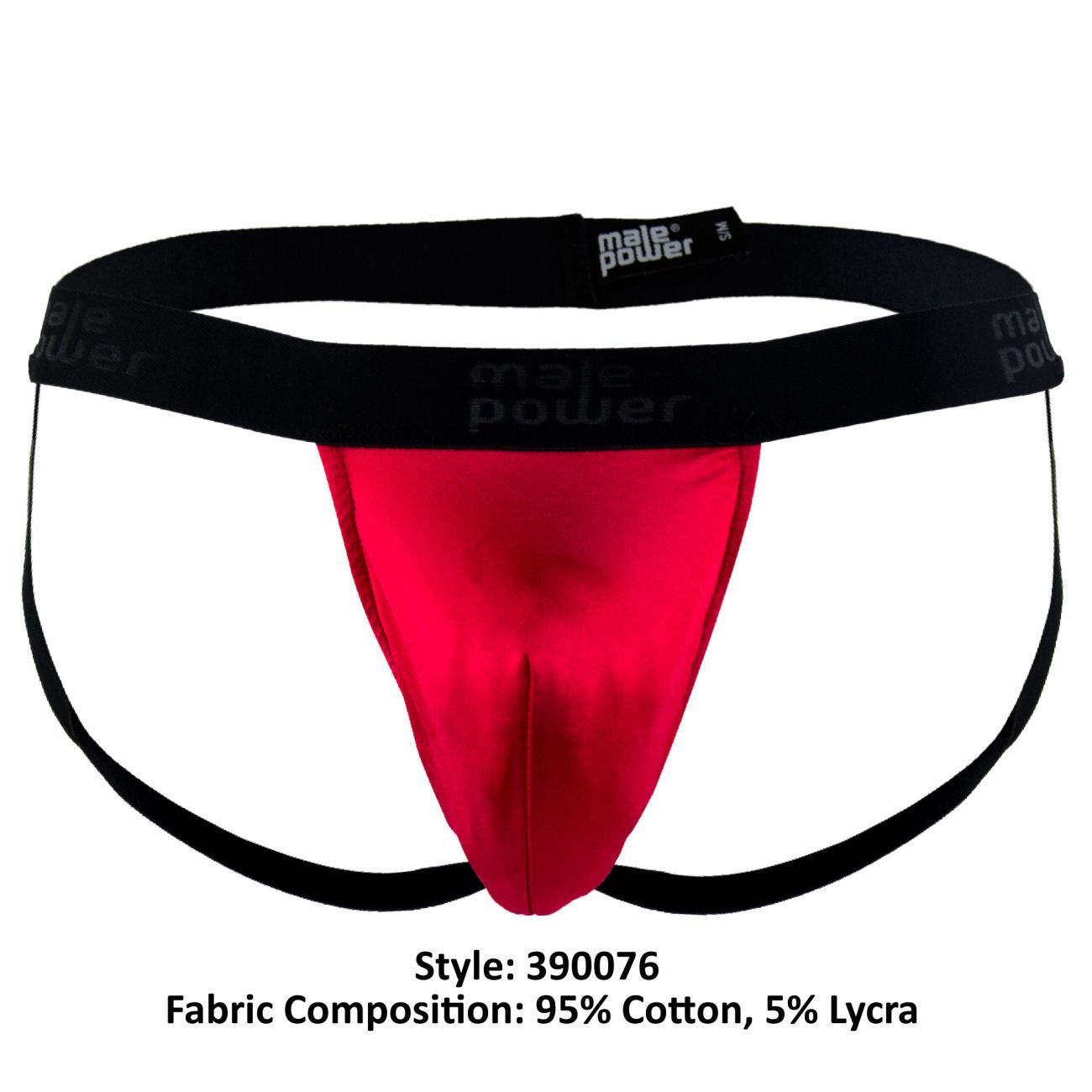 Male Power 390076 Satin Lycra Jockstrap Red