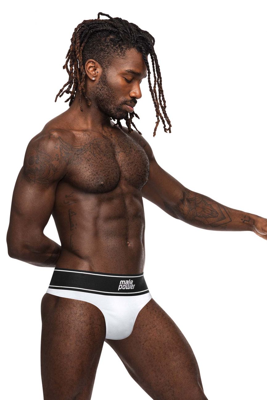 Male Power 442-275 Modal Rib Bong Thong White
