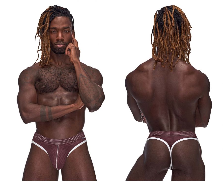 Male Power 443-273 Sport Mesh Thong Burgundy