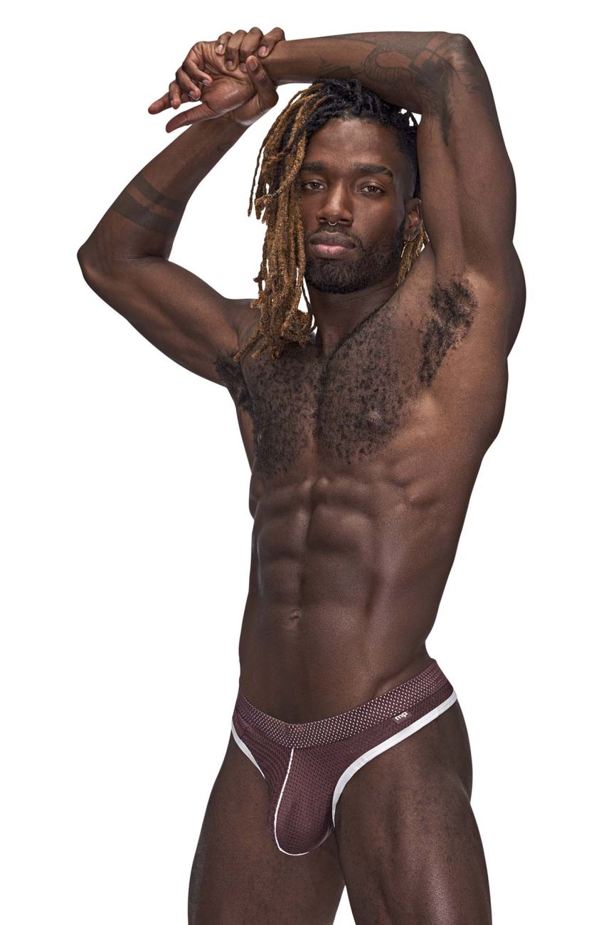 Male Power 443-273 Sport Mesh Thong Burgundy