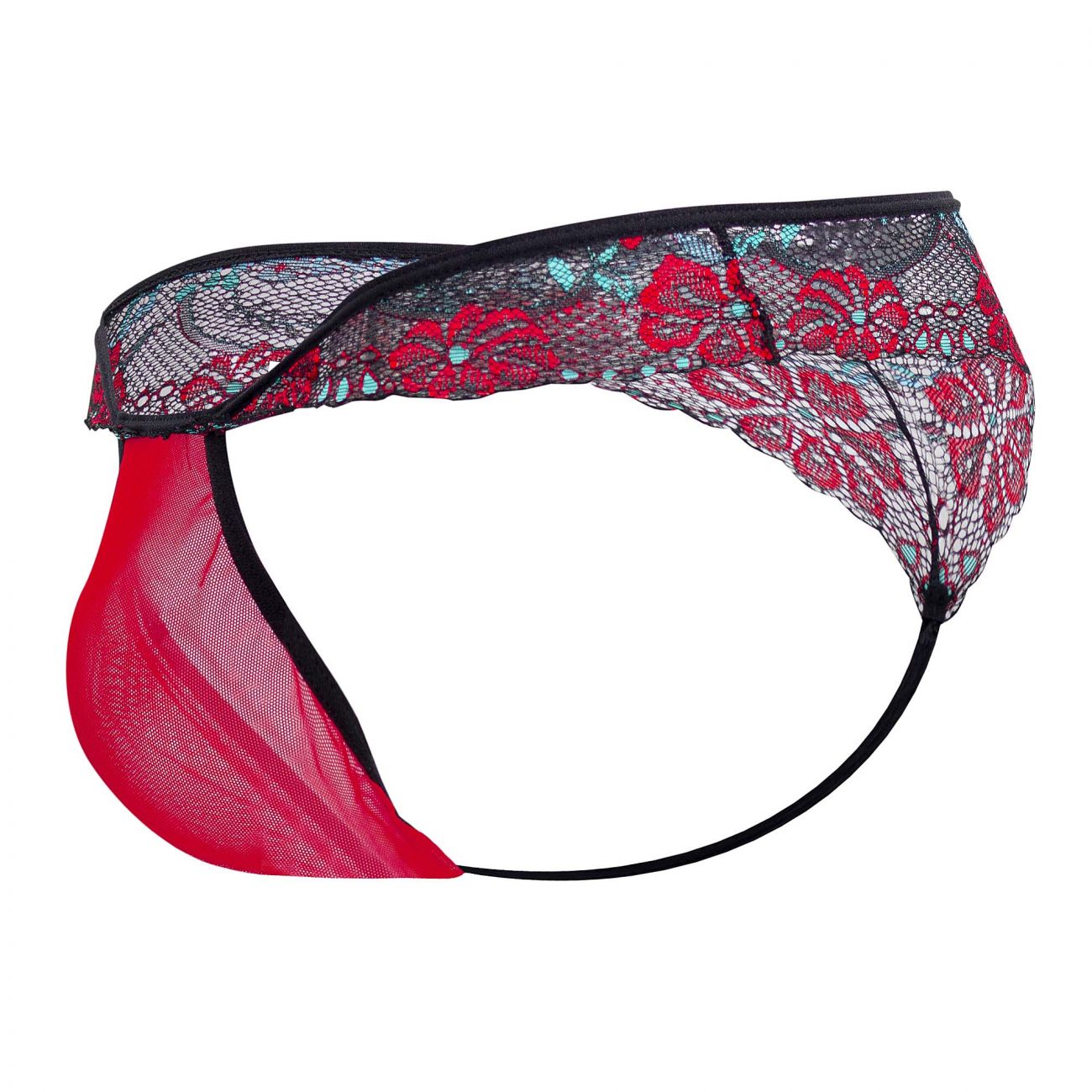 PPU 2106 Lace-Mesh Thongs Red