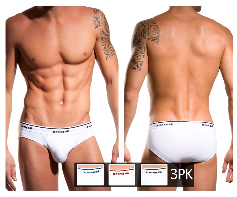 Papi 554101W-100 3PK 1X1 Rib Low Rise Brief White