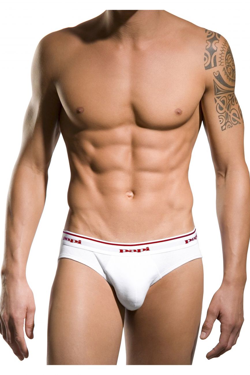 Papi 554101W-100 3PK 1X1 Rib Low Rise Brief White