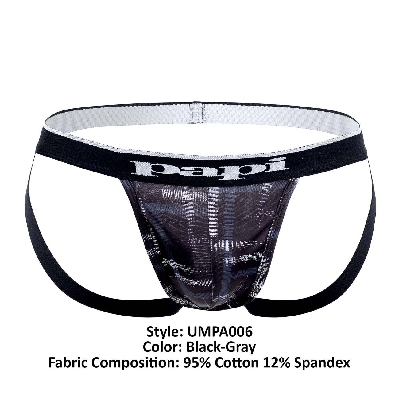 Papi UMPA006 2PK Jockstrap Black Gray