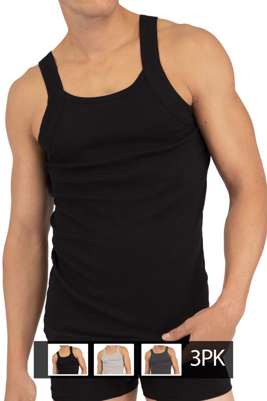 Rico 250503 3PK Modern Tank Top Black and Gray