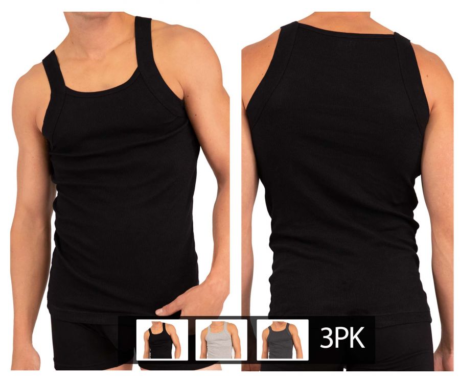 Rico 250503 3PK Modern Tank Top Black and Gray