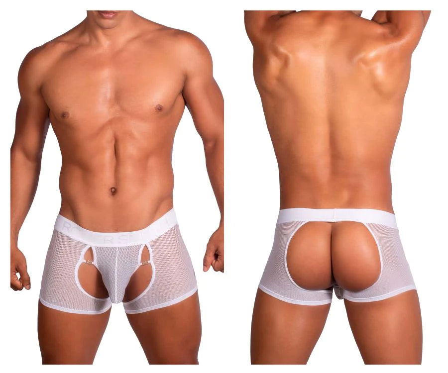 Roger Smuth RS075 Pouch Front Open Back Boxer Shorts White
