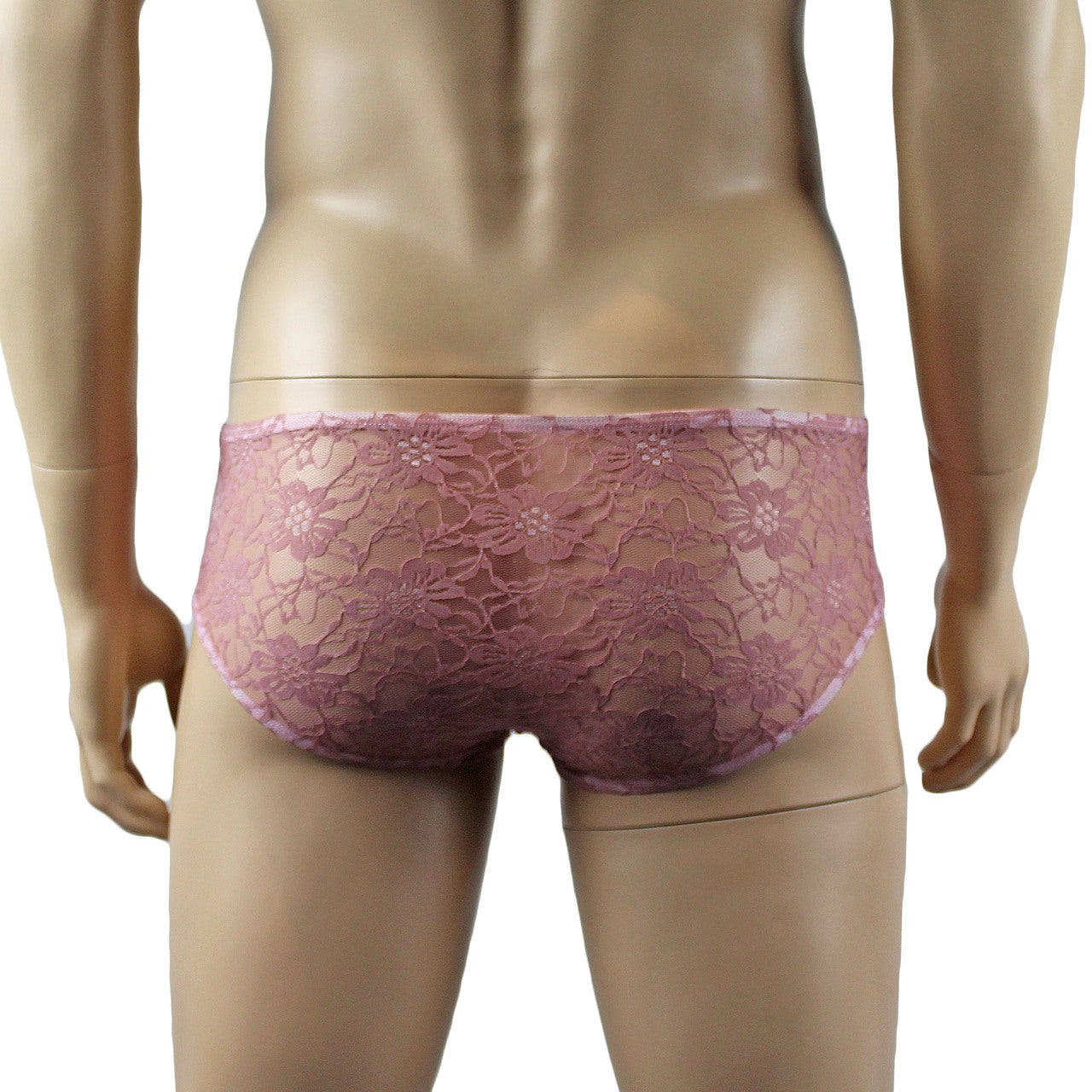 Mens Lingerie Stretch Lace  Male Panty Bikini Brief (dusty pink plus other colours)