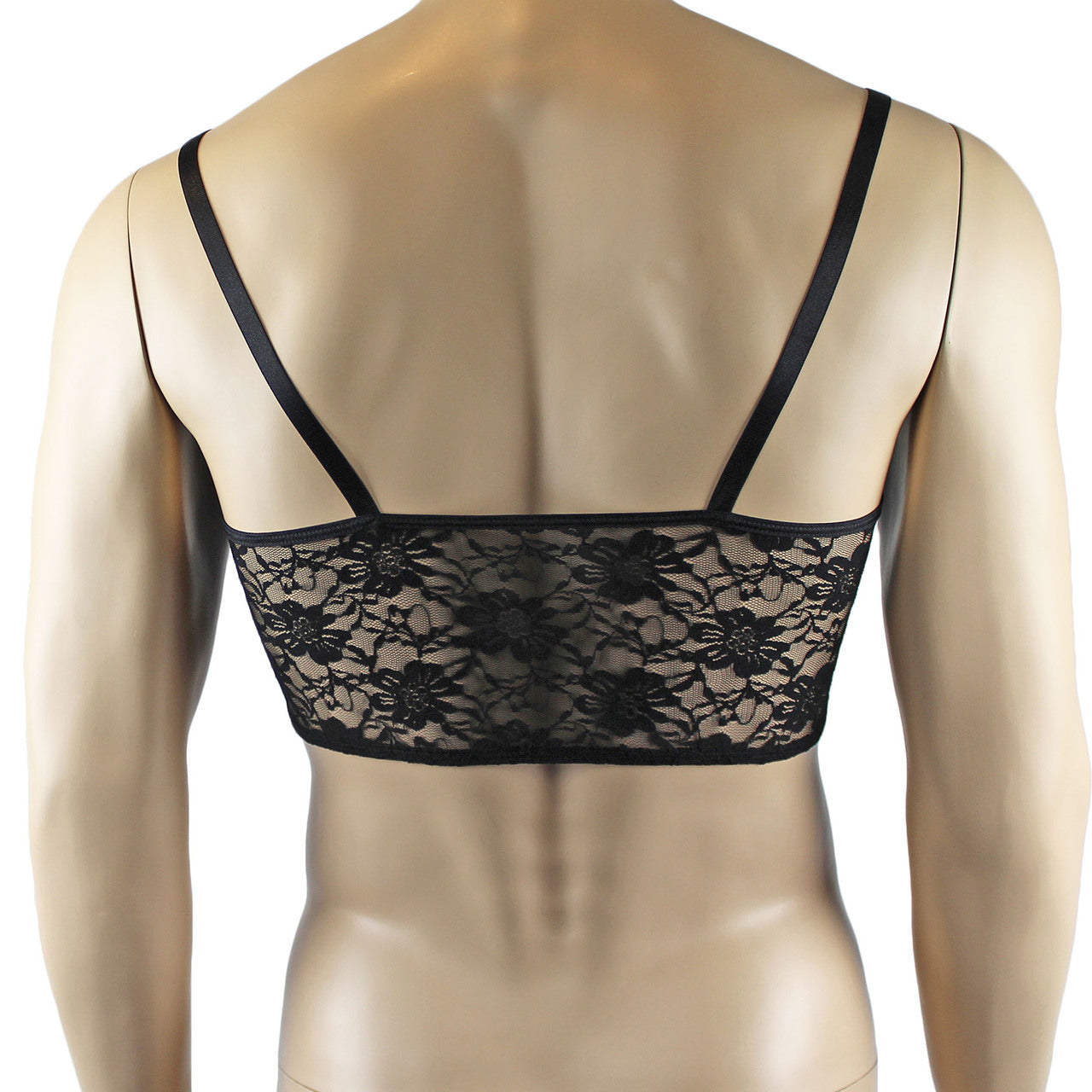 Mens Lace Crop Top Bra and Matching Lace Thong (black plus other colours)