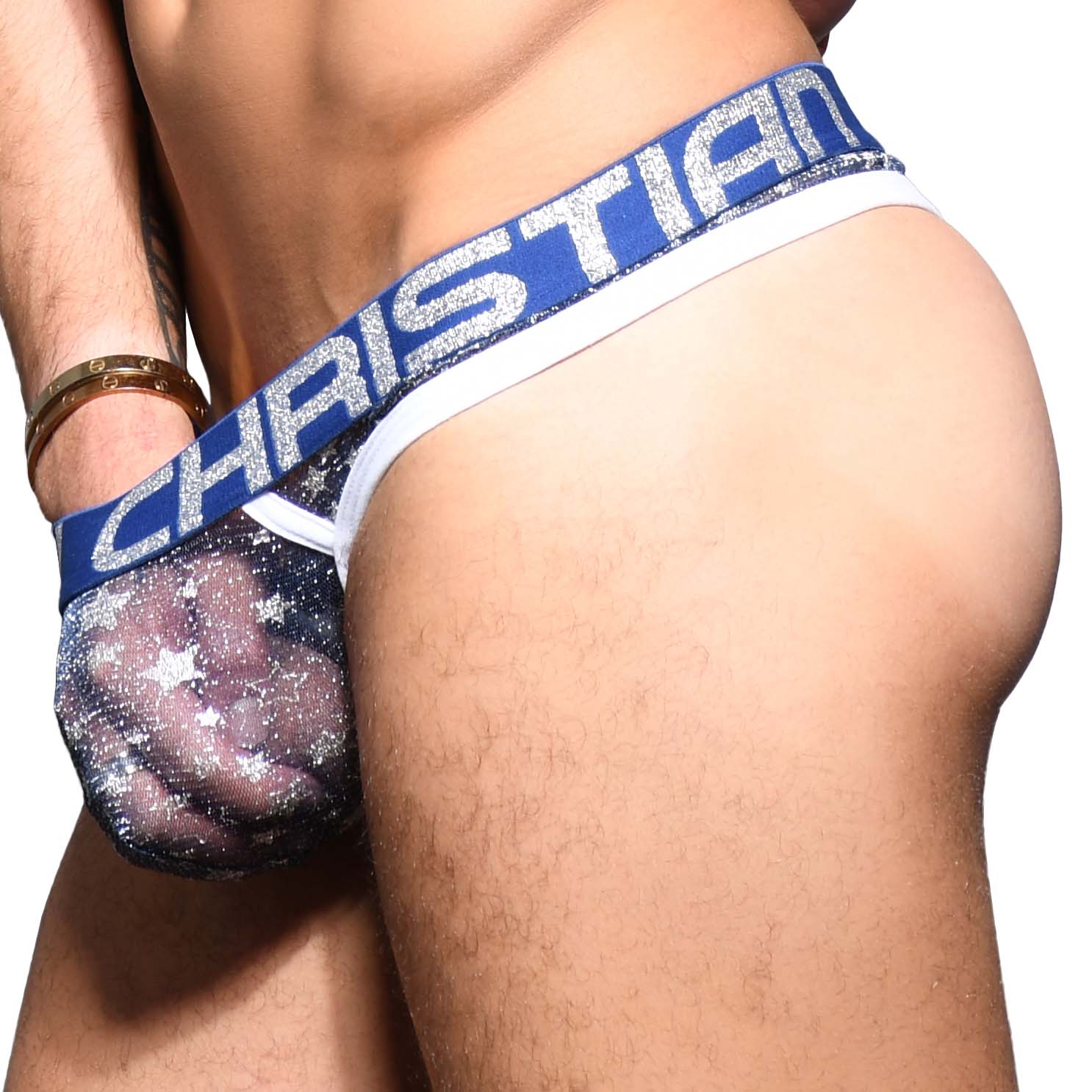 SALE - Mens Andrew Christian Sheer Mesh Spakle Thong