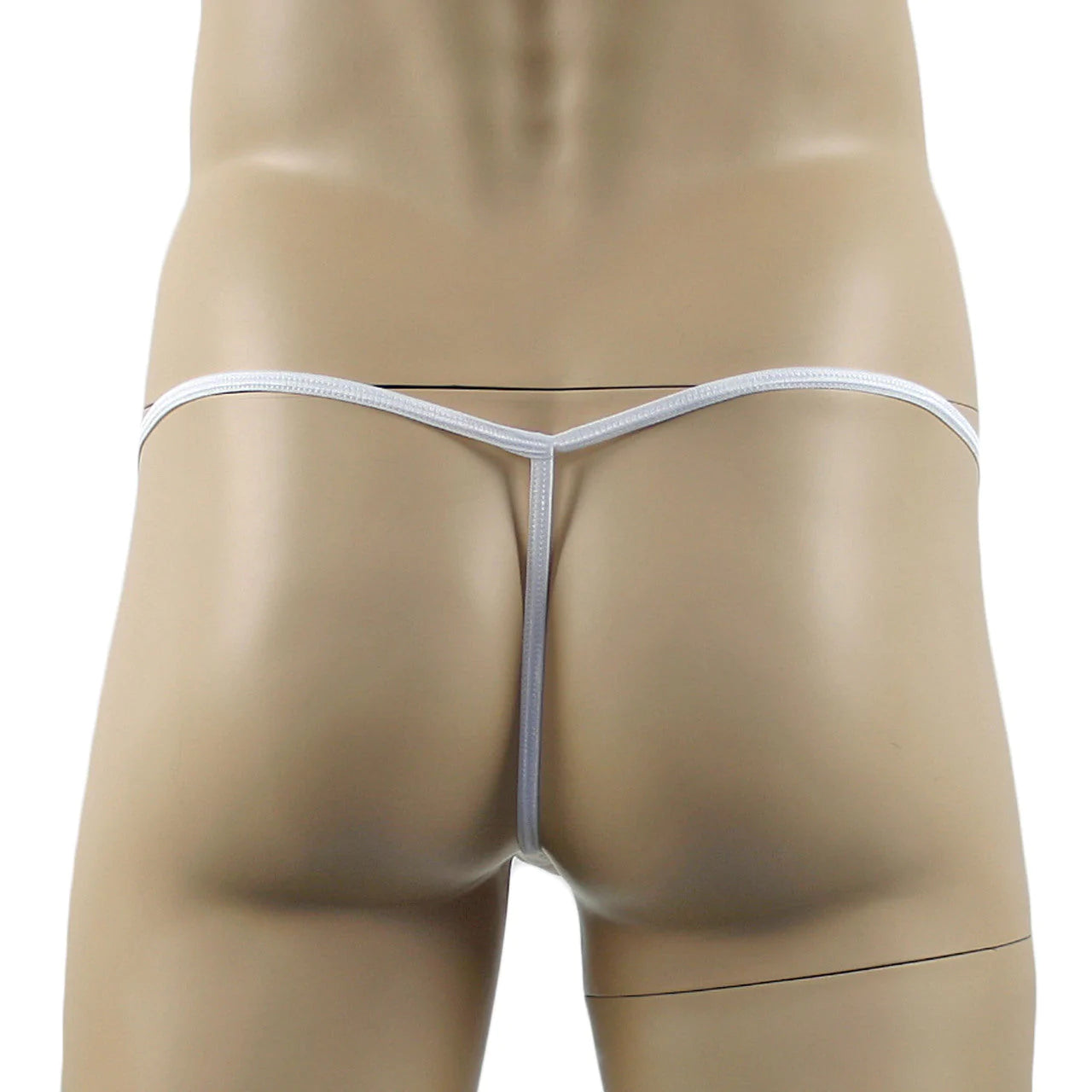 SALE - Mens Vicky See Through Mesh Micro Mini Pouch G string White