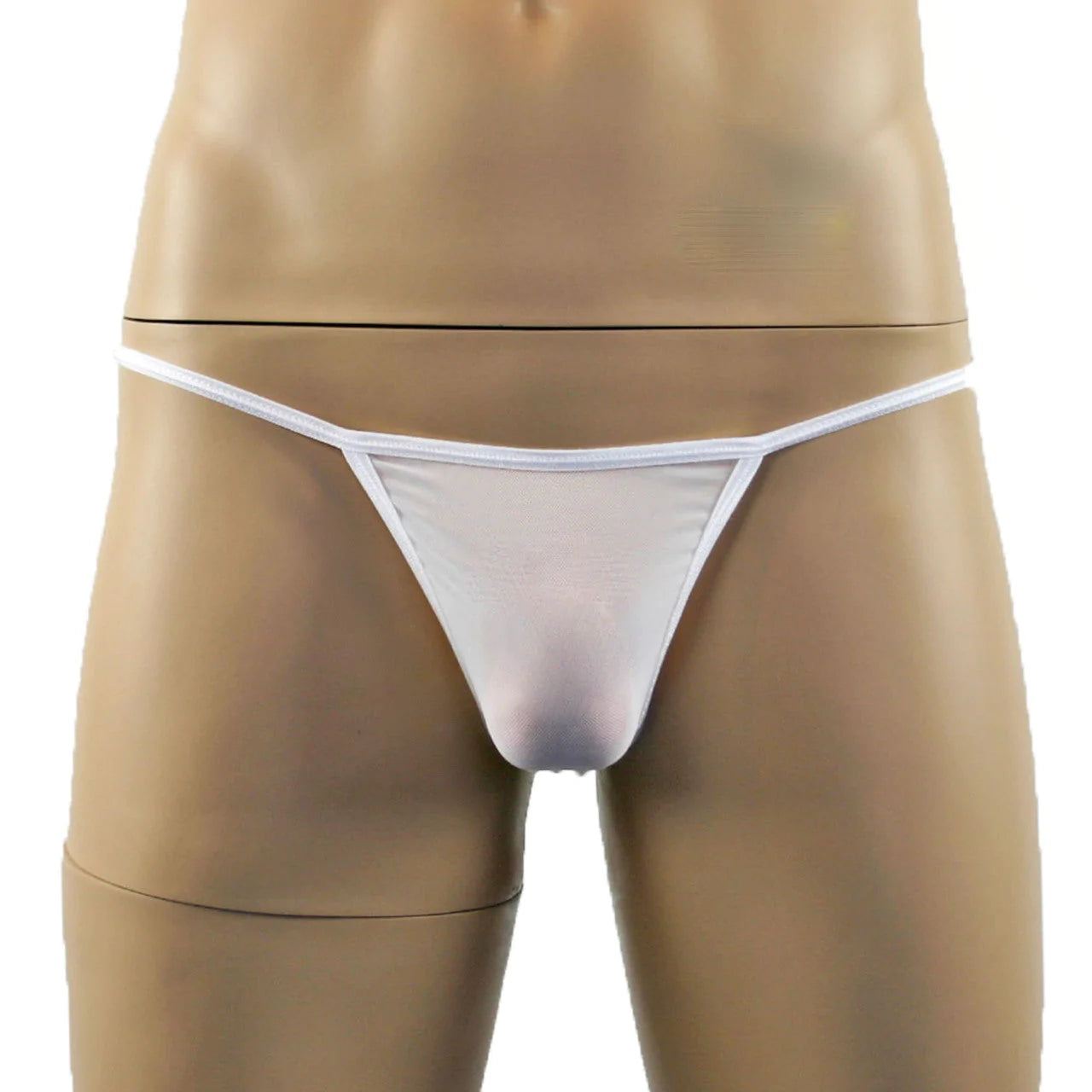 SALE - Mens Vicky See Through Mesh Micro Mini Pouch G string White