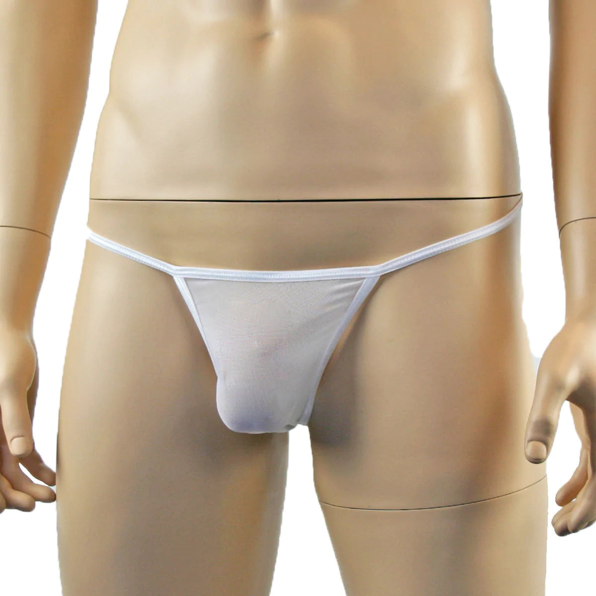 SALE - Mens Vicky See Through Mesh Micro Mini Pouch G string White