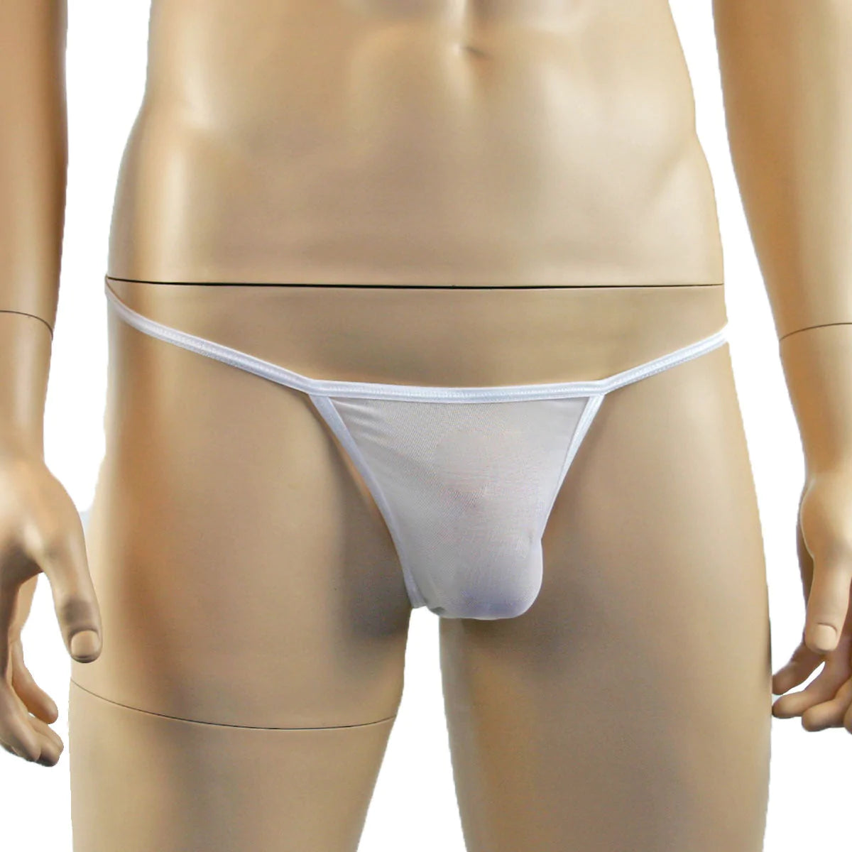 SALE - Mens Vicky See Through Mesh Micro Mini Pouch G string White