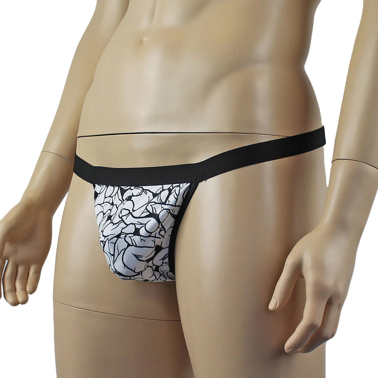 SALE - Male Willie G string Thong with Naughty Print Black and White