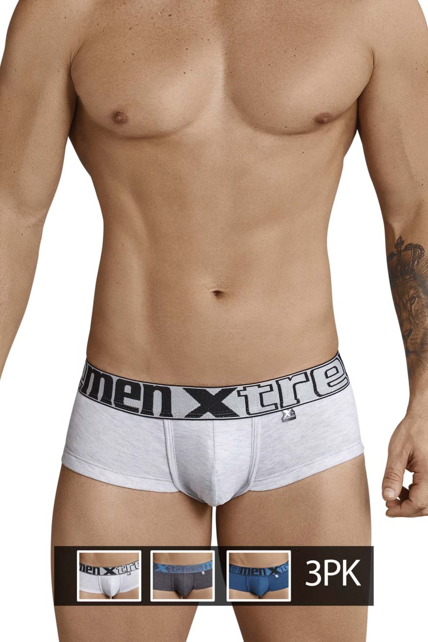 Xtremen 91034-3 3PK Trunks White-Gray-Blue