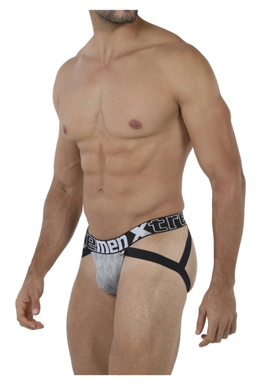 Xtremen 91069 Microfiber Jacquard Jockstrap Gray