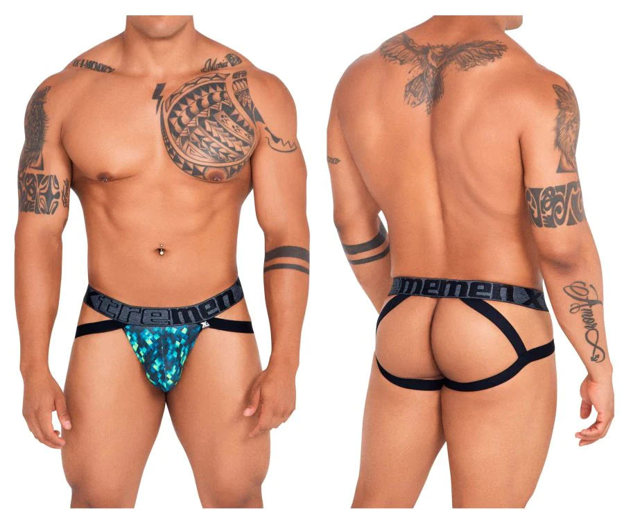 Xtremen 91130 Colourful Printed Jockstrap Green